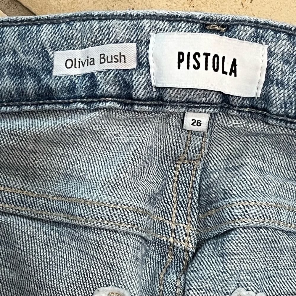 Pistola Straight Leg Jeans Size 26 Light Wash Mid Rise Y2K Distressed Denim - Picture 4 of 10